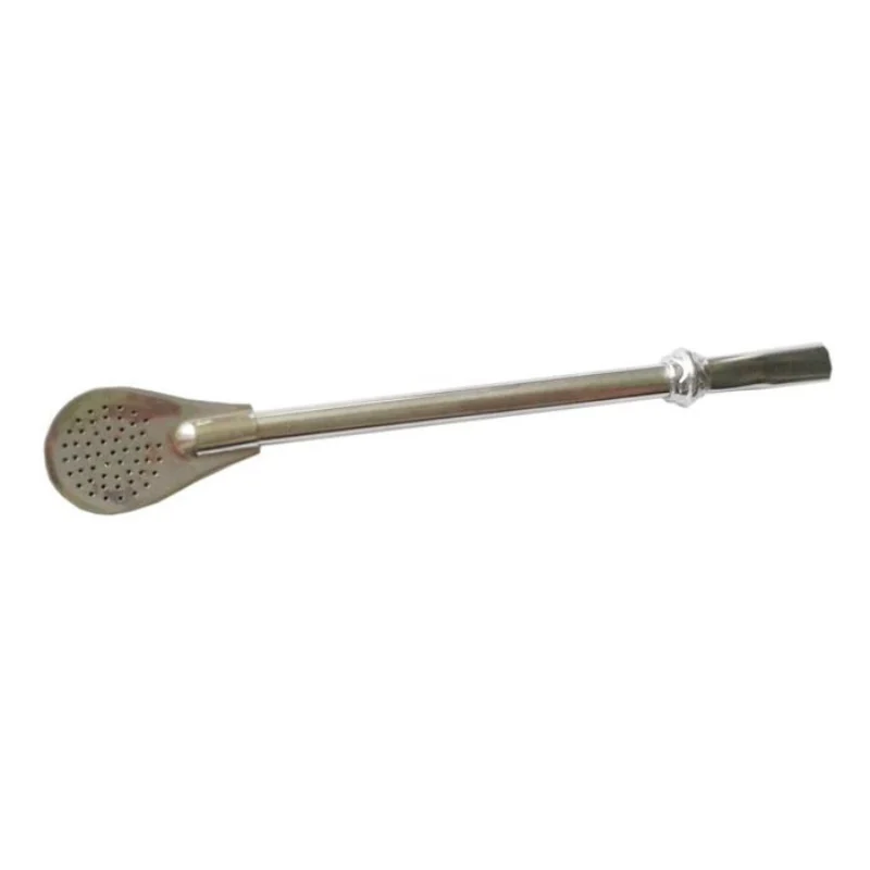 Mate tea drinking straw. Made of metal, with a fine metal filter at the end.